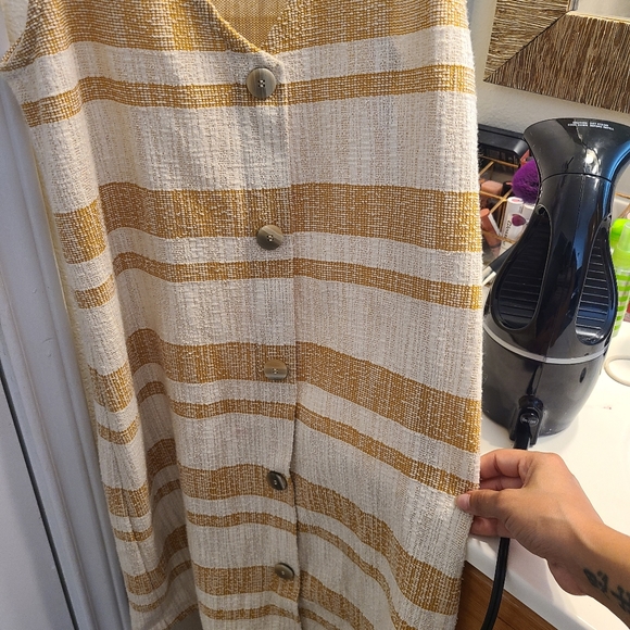 Mango stripped pinafore button down dress - Picture 4 of 9